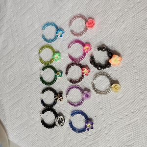 Hand Crafted Clay Multicolored Florals Wine Charms Set of 12